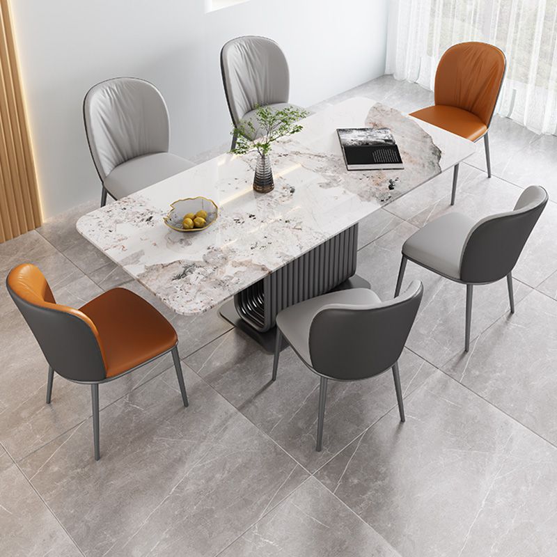 Modern Style Faux Leather Chair Armless Metal Side Chair for Home Use