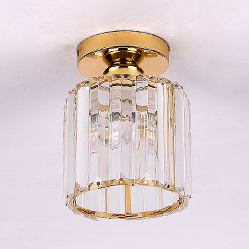 Crystal Geometric Shape Flush Ceiling Light Modern Style 1 Light Flush Mount Light Fixture