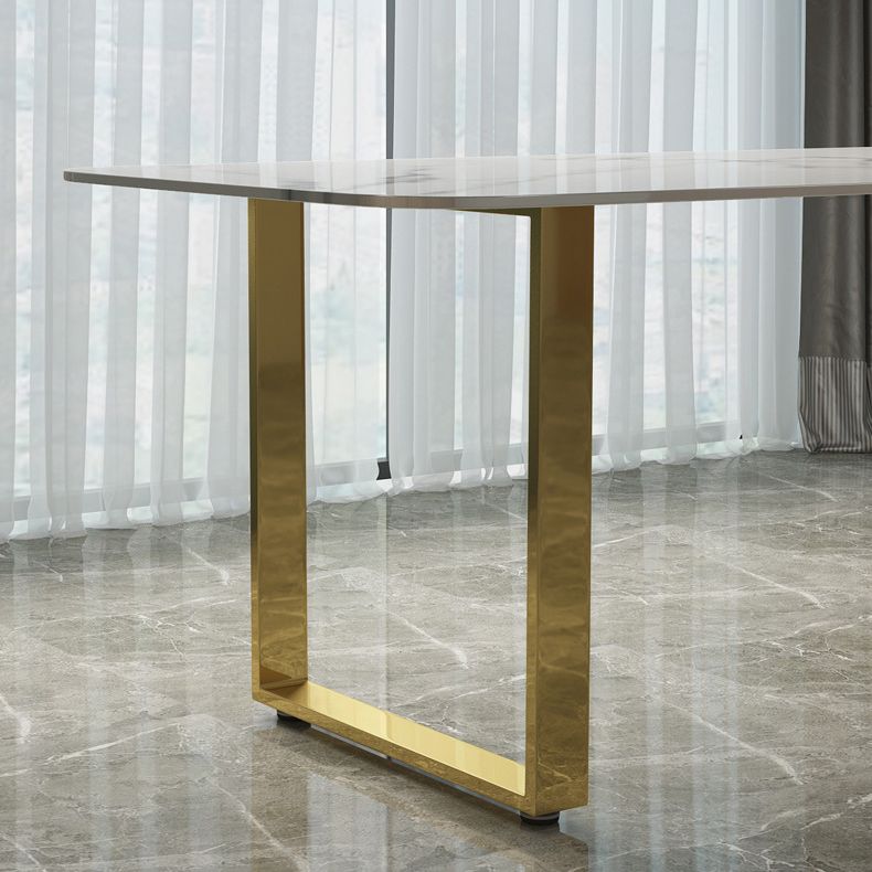 Marble Top Dining Table Modern Rectangle Dining Table with Sled Base
