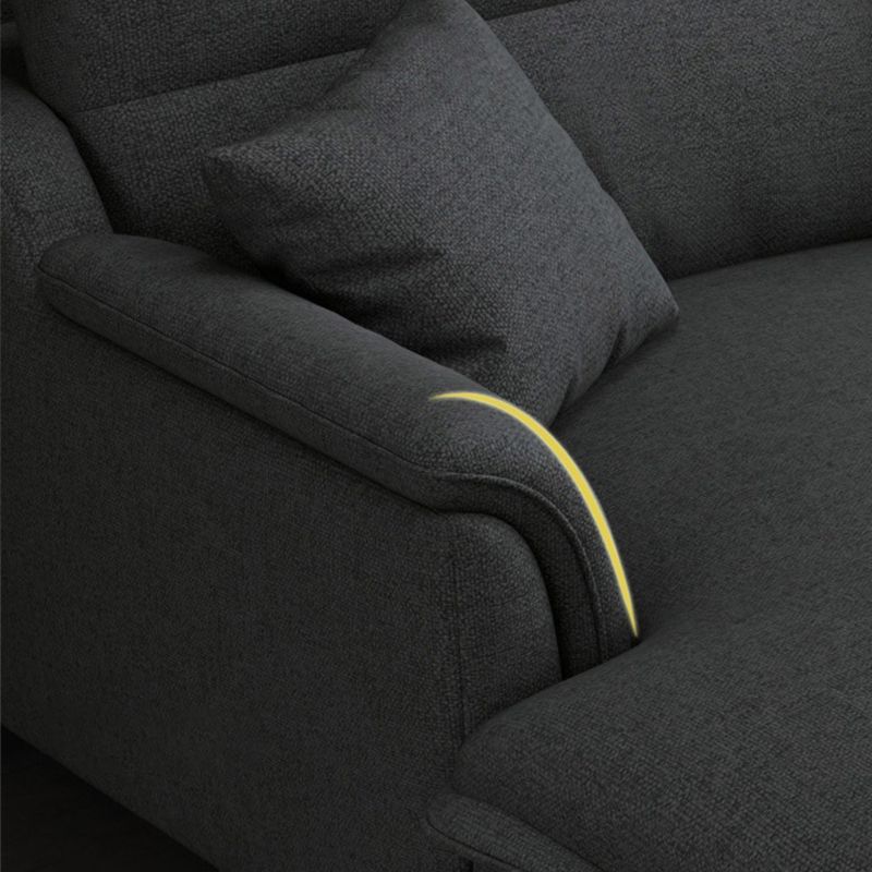 Pillow Top Arm Sectional 4-seater Fabric L-shape Sectional with Pillows