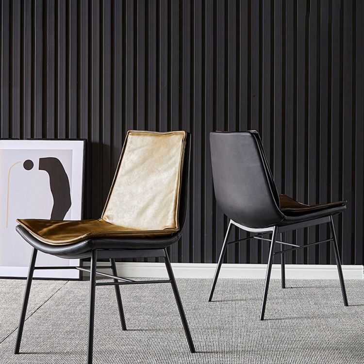 Sillas de comedor de cuero de estilo industrial, sillas laterales sin brazos con respaldo sólido para cocina