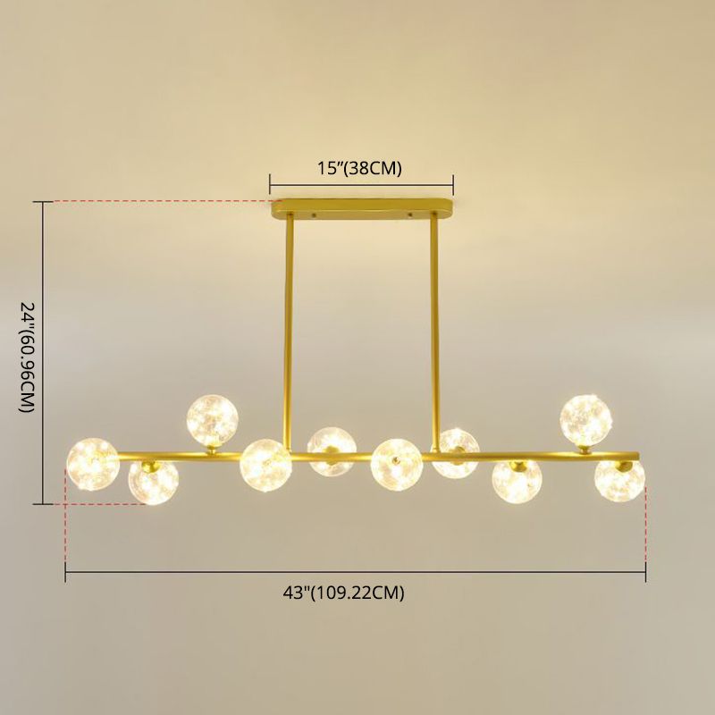 Modern Fashionable Sputnik LED Island Pendant Light Wrought Iron Ceiling Light with Pure Glass Shade