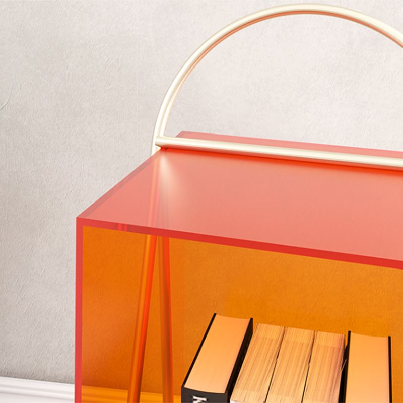 Contemporary Accent Side Table Plastic 4 Legs with Storage Living Room