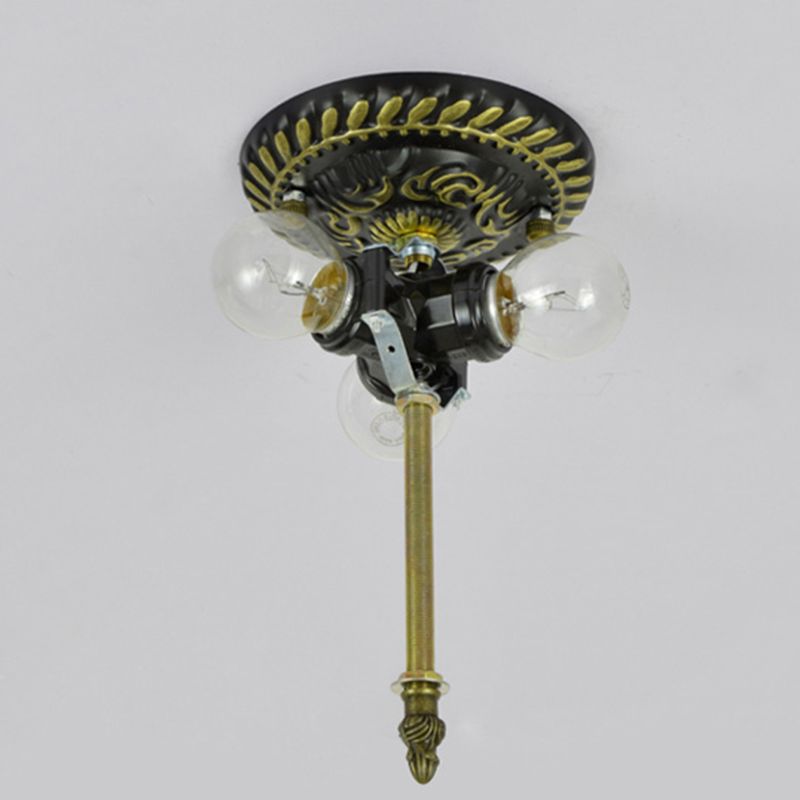 3 Lights Ceiling Fixture Tiffany Style Glass Flush Mount Lamp