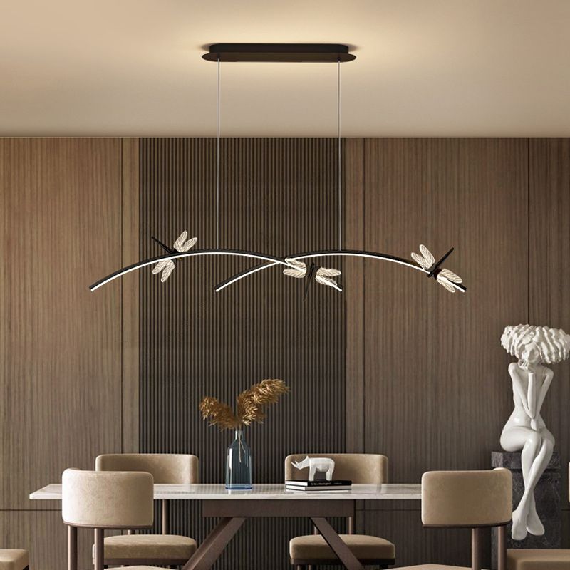 4 Leichte lineare Libelle Insel Lichter moderne Kronleuchter Metal Island Lighting