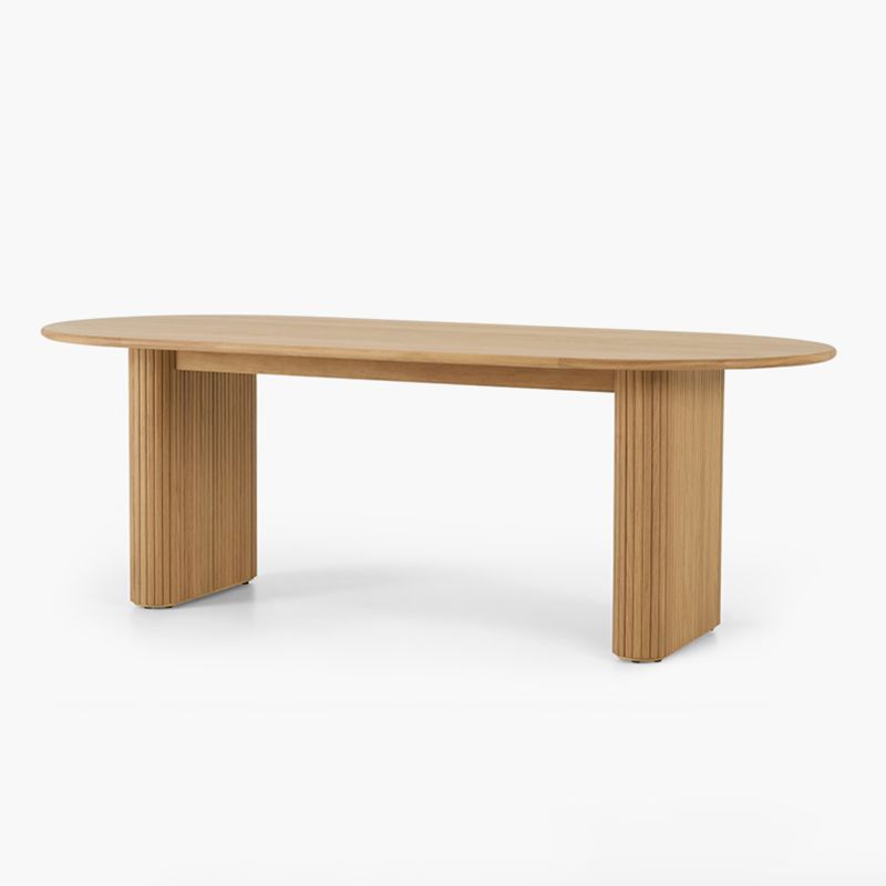 Contemporary Style Dining Table Oval Solid Wood Table for Home Kitchen