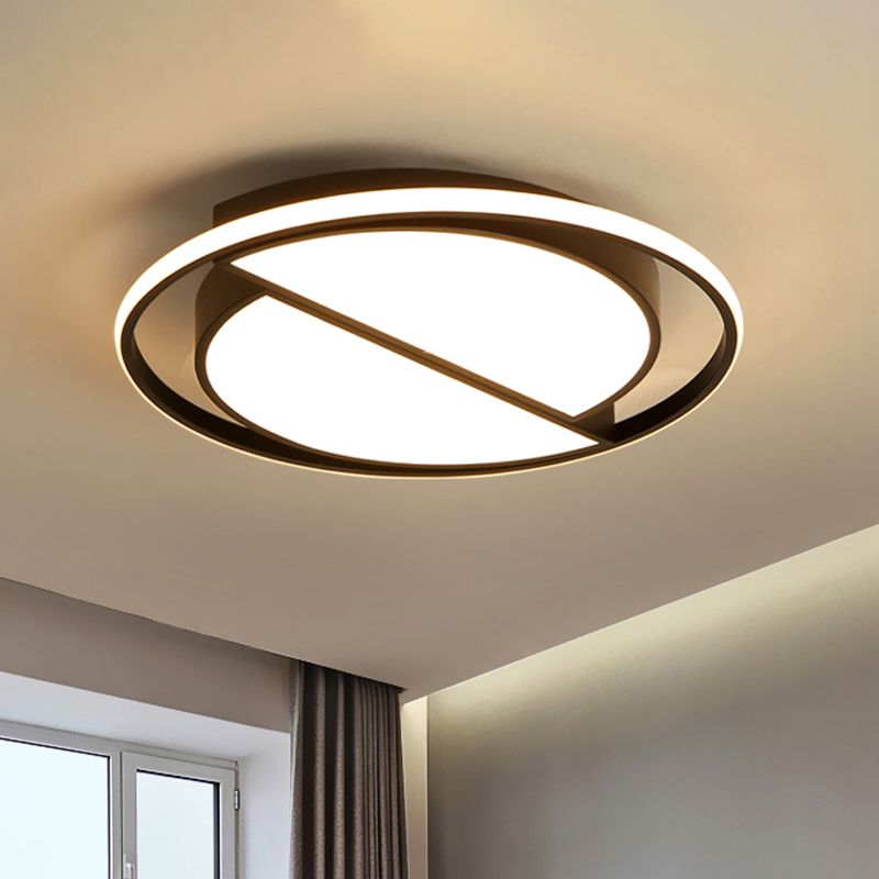 Integrated LED Bedroom Flush Light Modern Black Massimale Montaggio Lampada con Semicircolo / Loving Heart / Star Acrilico Shade, Warm / White Light