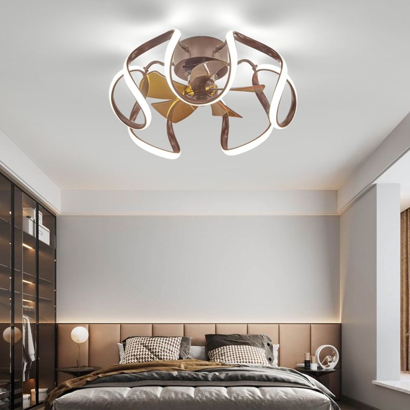 Contemporary Geometric Fan Light Metal Linear Flush Mount Light for Living Room