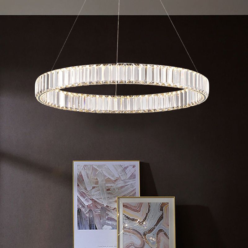 Circle Chandelier Lighting Fixture Minimalist LED Crystal Pendant Lighting Fixture