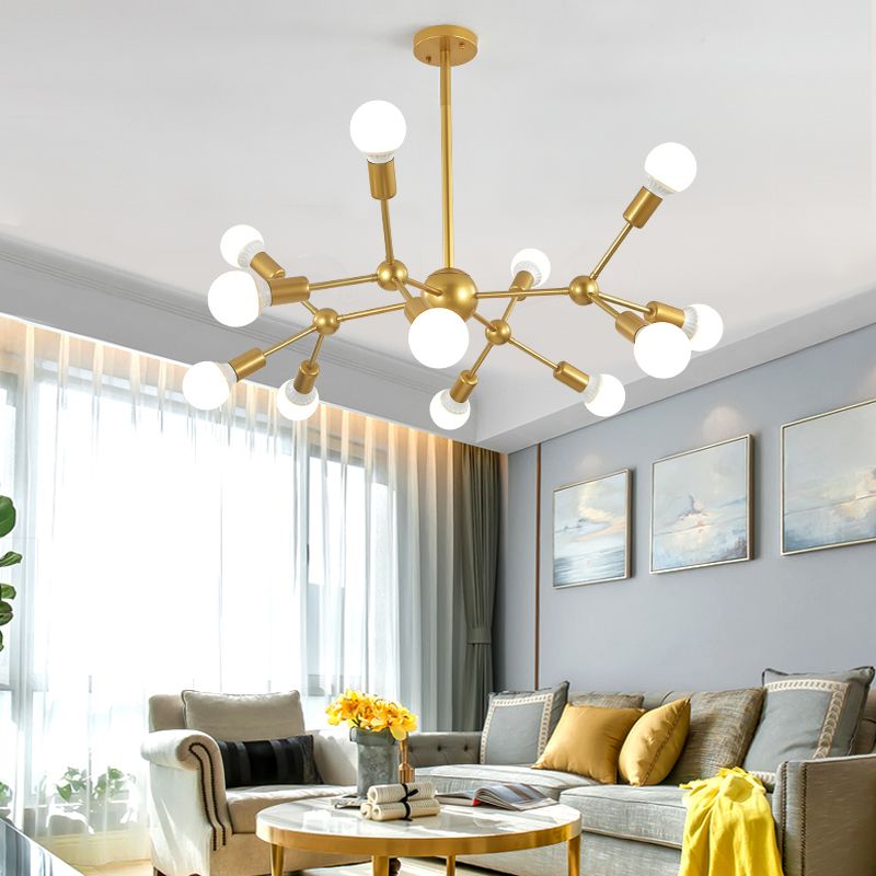 Postmoderne Kronleuchterleuchte Lampenleuchte exponierte Glühbirnen -Metall -Pendellicht für Wohnzimmer