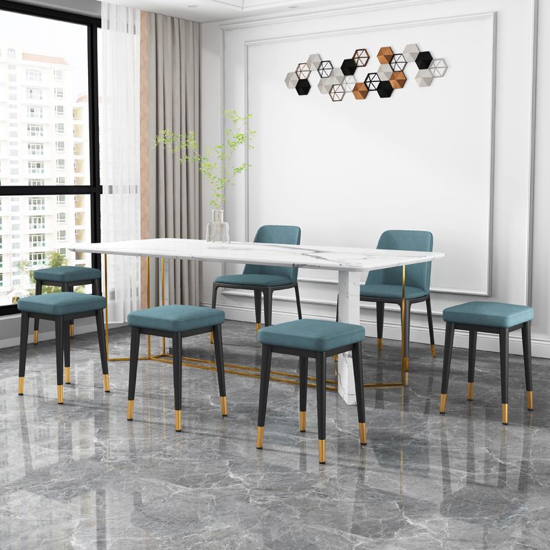 Square Footstools Ottoman Glam Solid Color Faux Leather Water Resistant Ottoman