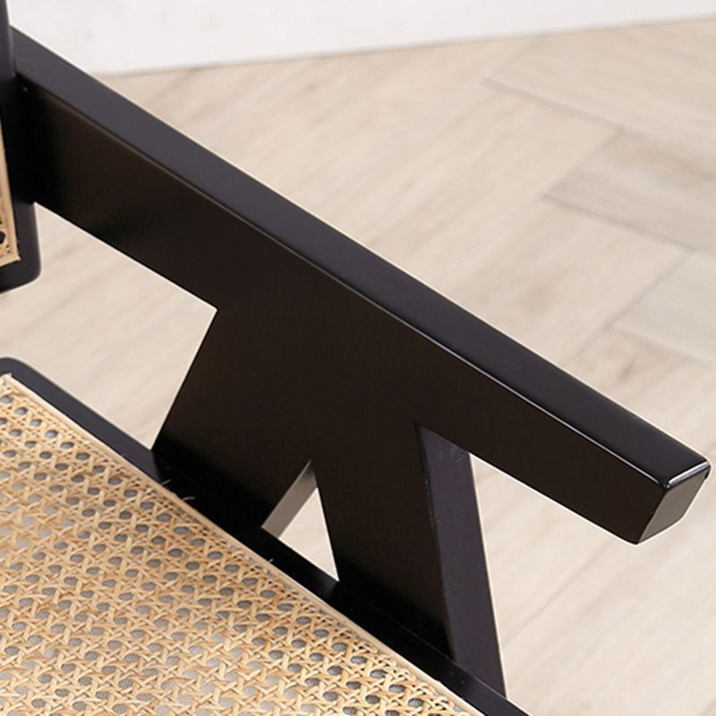Chaise de salle à manger en bois traditionnelle, chaise de salle à manger à dossier en canne pour café avec accoudoirs