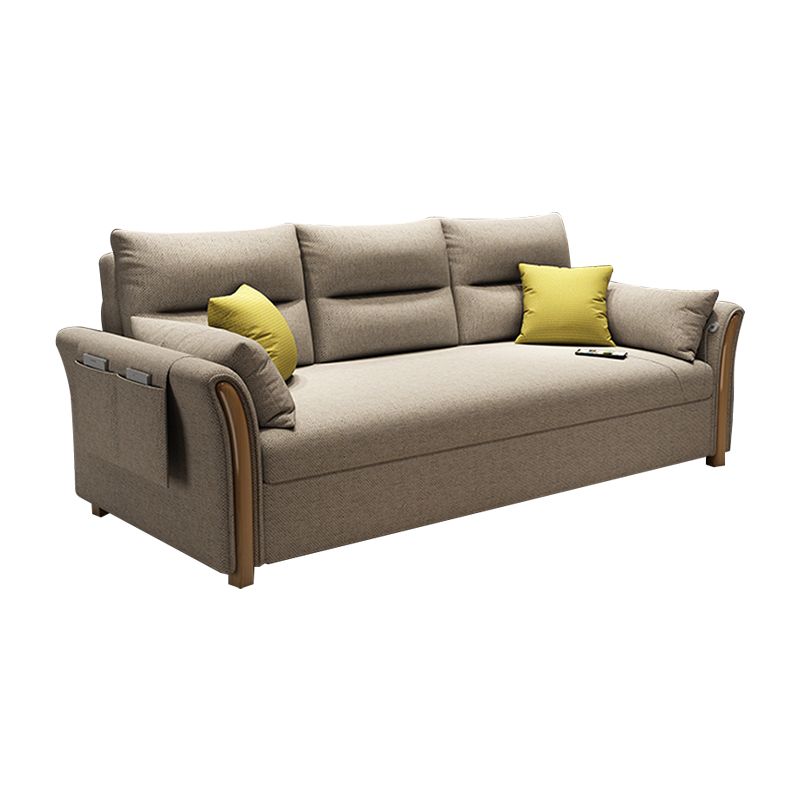 Brown Convertible Settee Furniture Flared Arm Standard Bed Settee