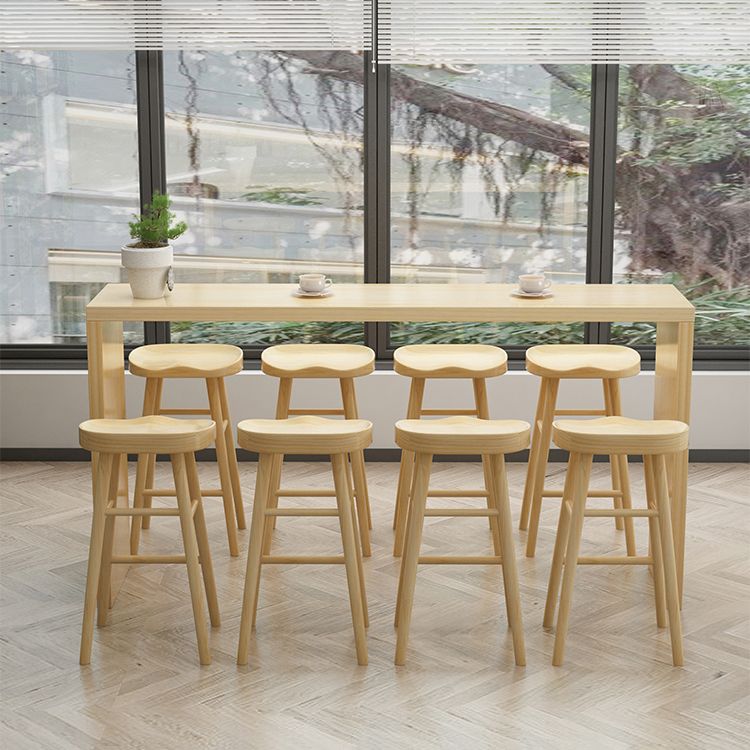 1/5/9 Pieces Modern Rectangle Solid Wood Pub Table with High Stools