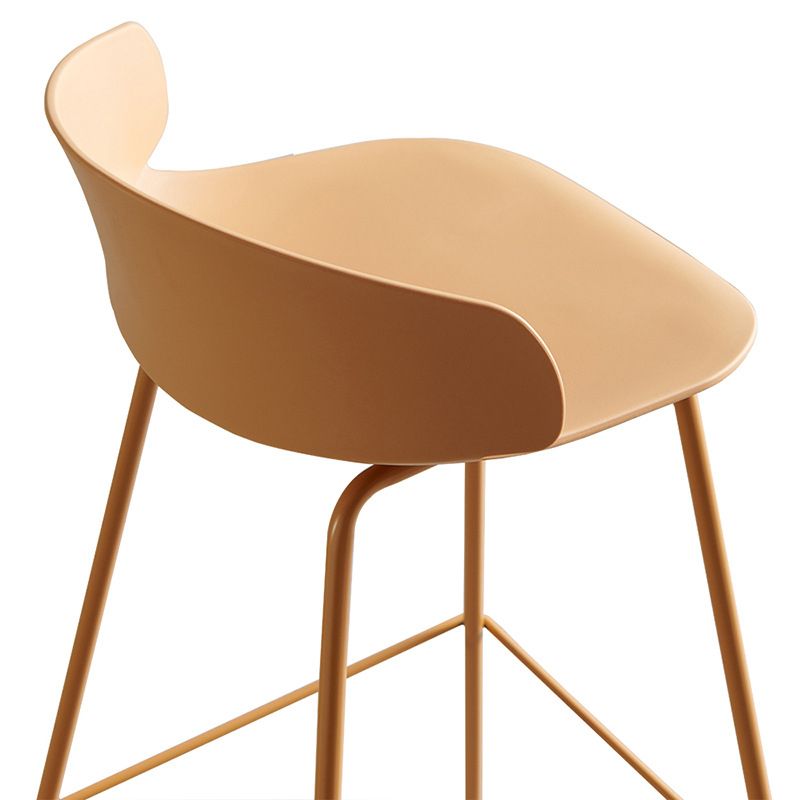 Scandinavian Plastic Metal Counter Stools Low Back Indoor Bar Stools with 4 Legs