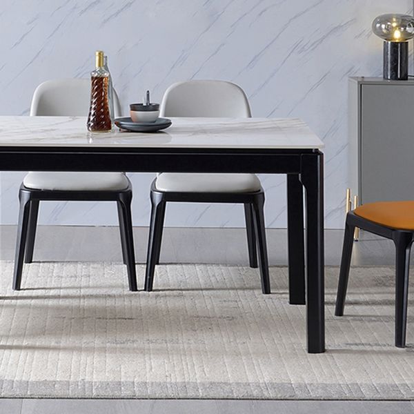 Tavolo da pranzo in pietra sinterizzato in stile contemporaneo 4 gambe tavolo rettangolo di base in legno per casa