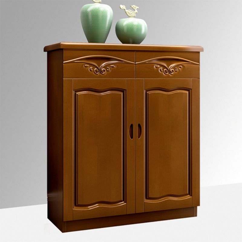 Modern Wood Accent Cabinet Grooves Rectangle Cabinet with Drawer