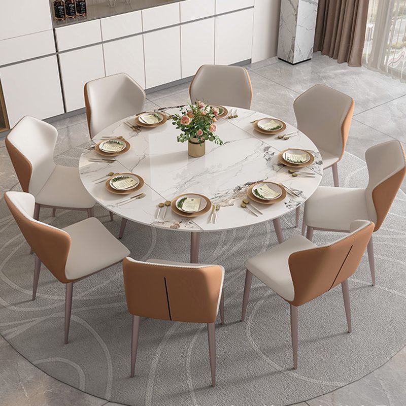 Contemporary Dinner Table Steel Base Stone Dining Table for Home
