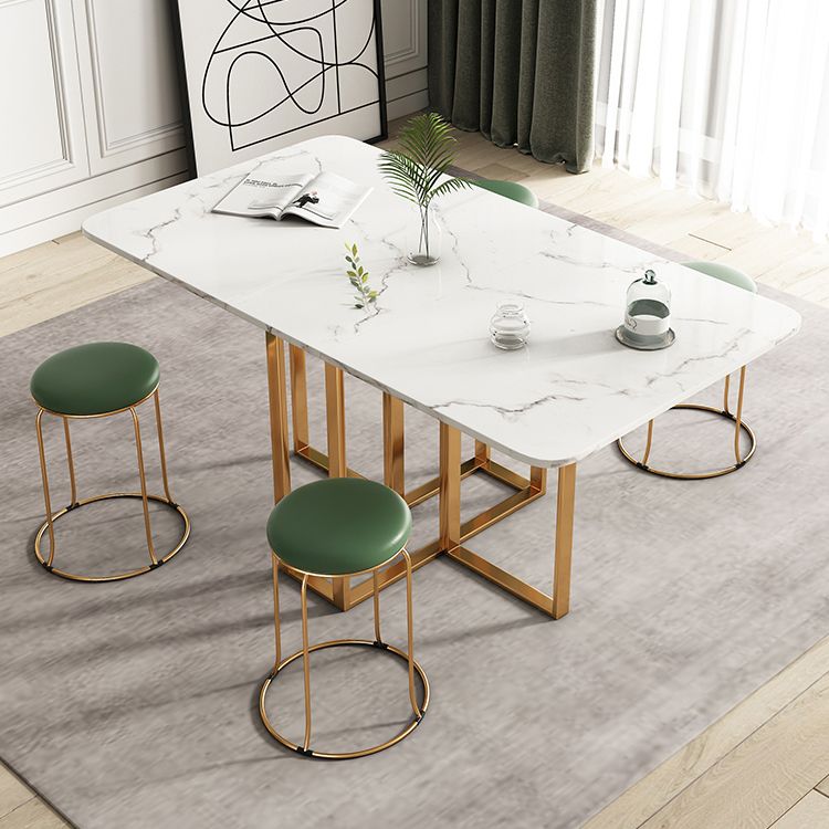 Rectángulo de mesa de comedor de piedra de estilo contemporáneo para el comedor en casa