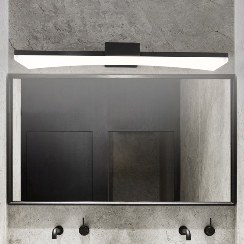 Contemporary Curved Vanity Lighting Fixture Acrylic LED Bathroom Sconce Light in Black, Warm/White Light