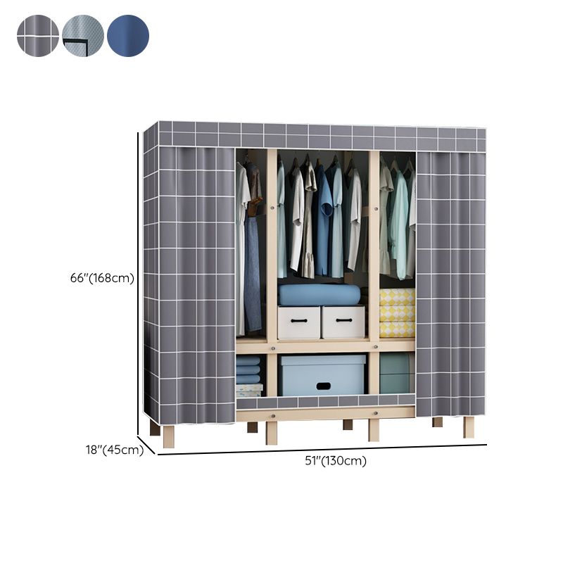 Contemporary Style Wardrobe Pine Solid Wood 1-Door Wardrobe Closet for Bedroom