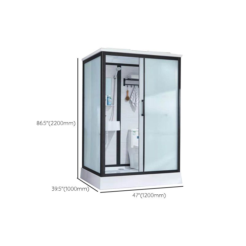 Framed Frosted Shower Kit Rectangle Matt Black Shower Stall with Base Included