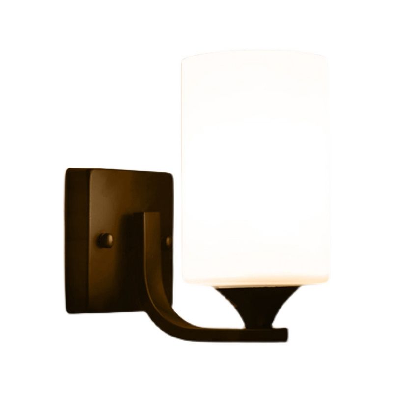 Metal Cylinder Shape Wall Light Nordic Style Wall Sconce with Glass for Living Room