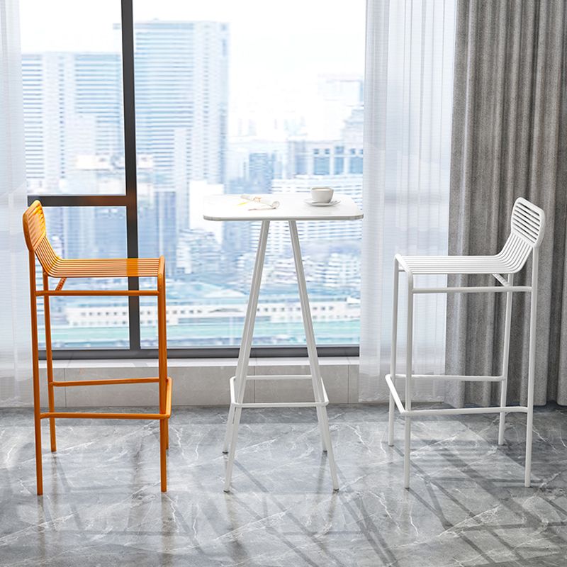 Modern Outdoor Counter Stool Rectangle Iron Footrest Counter Bar Stool