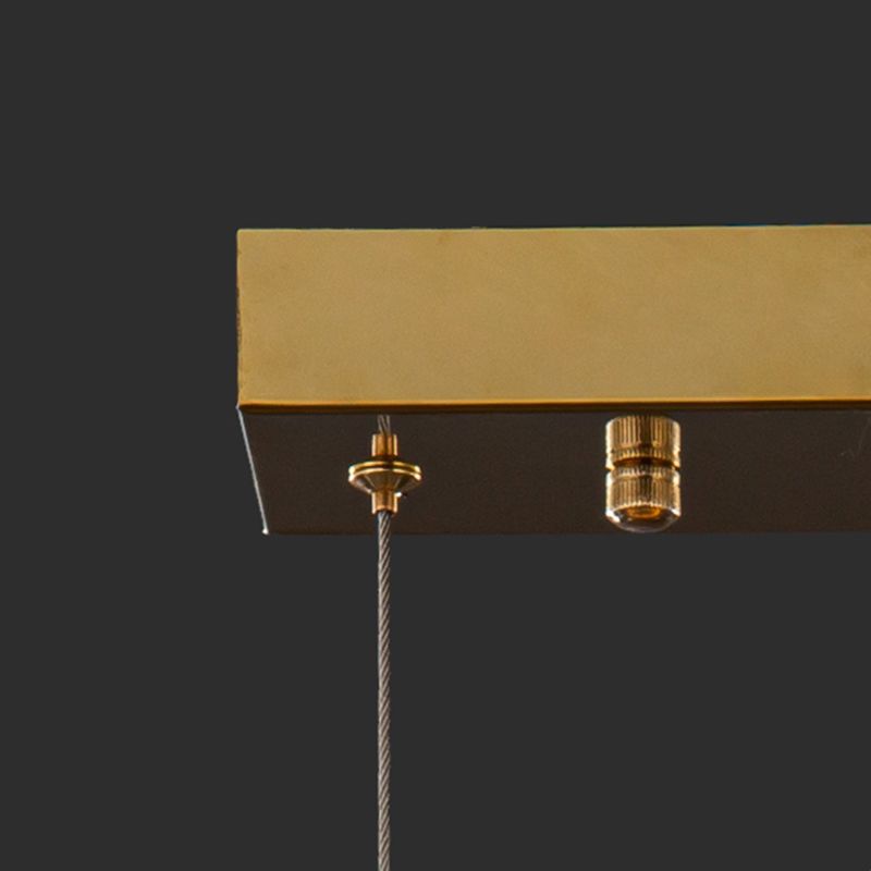 Dining Room Island Pendant Modern Gold Hanging Light with Rectangular Crystal Shade