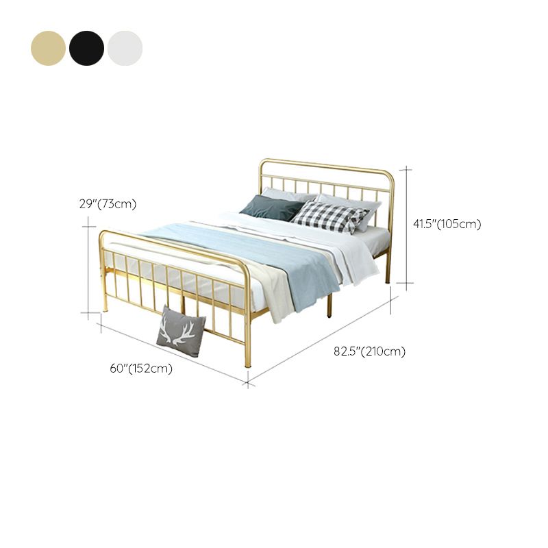 Metal Slat Bed Solid Color Open-Frame Bed With Custom Gold Legs