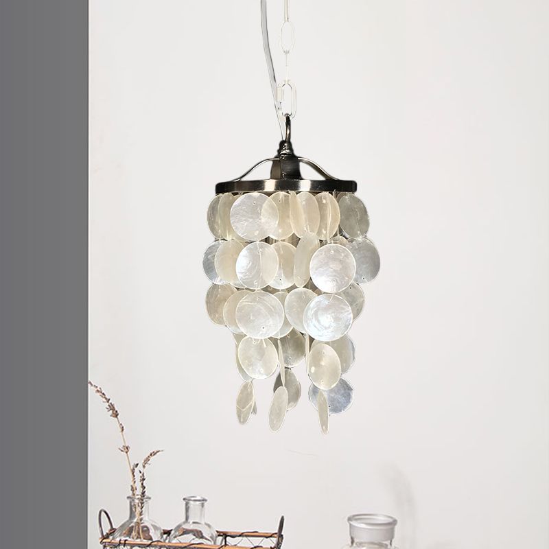 Luz de colgante de campanilla de viento Capilla nórdica 1 Luz de techo colgante blanco ligero para sala de estar