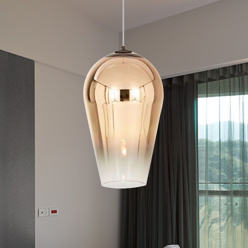 7"/8" Wide Cannon Pendant Lighting Modern Glass 1 Light Chrome/Gold/Rose Gold Hanging Light