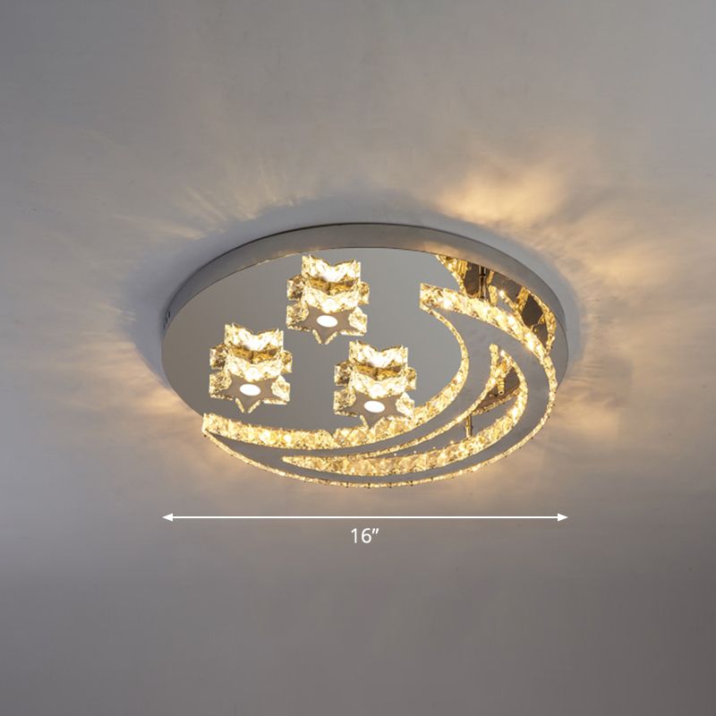 Halbmond und Sternform Flush Lampe moderne klare Kristall Edelstahl Semi -Flush -Deckenleuchte für Schlafzimmer