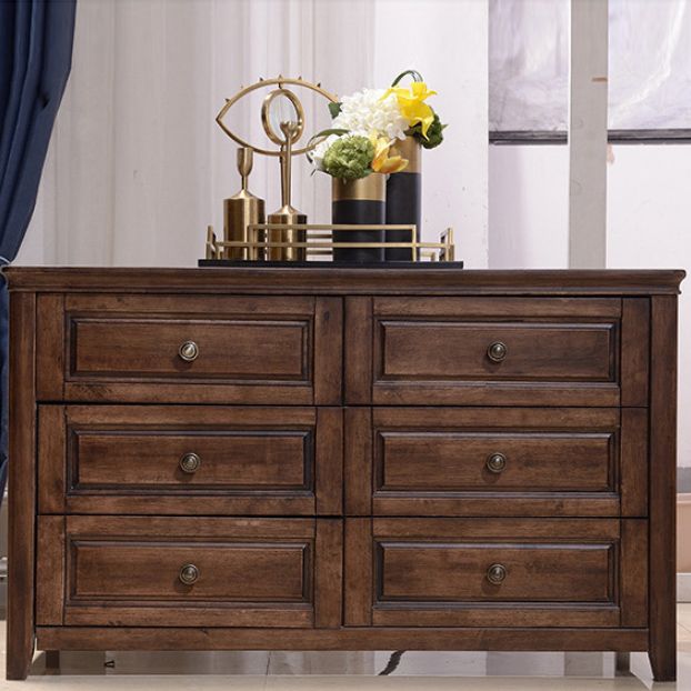 Mid-Century Modern Solid Wood Accent Chest with Drawers in Brown