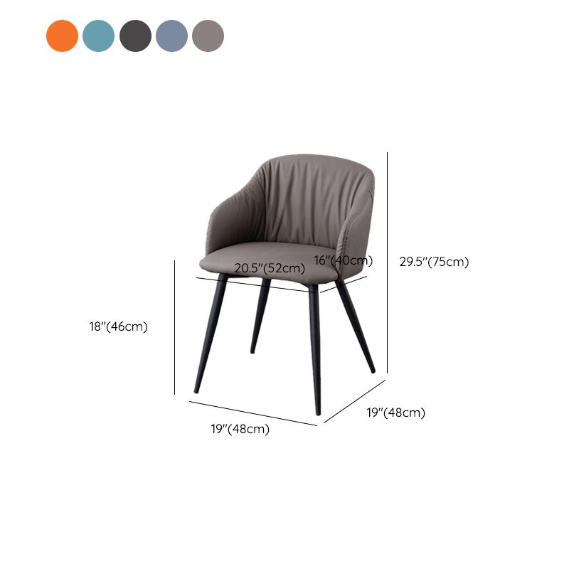 Industrial Faux Leather Dining Chair Upholstered Arm Chair with Metal Legs