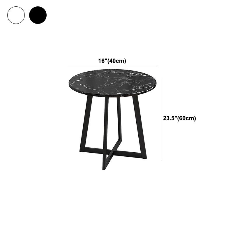 23.6"/27.5" Tall Modern Metal Cross Legs Round Black/White Wood Top Coffee Table