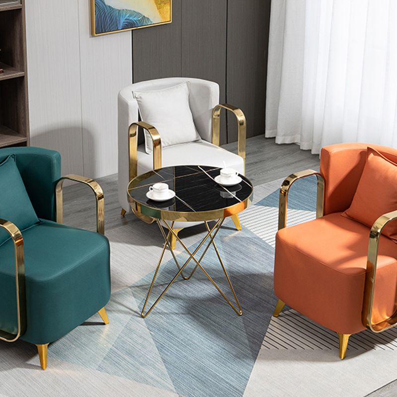 Glam Armrest Backrest Cushion Chair with Metal Legs for Balcony