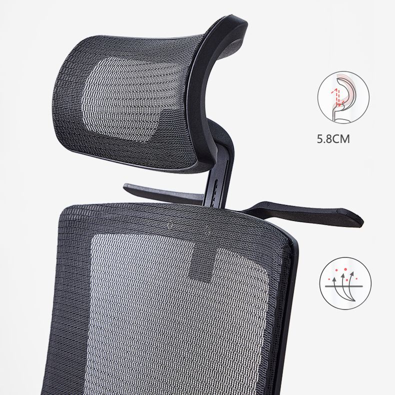 High Back Office Chair Gauze Sponge Cushion with Headrest Adjustable Arm Office Chair