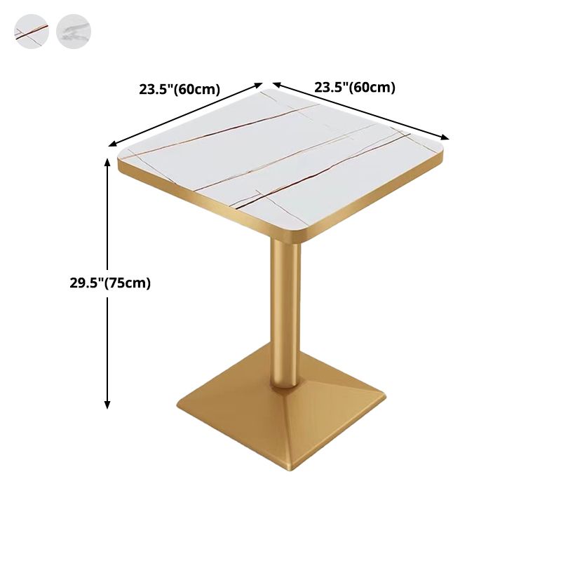 Industrial White Table for Restaurant Dining Table with Metal Base in Gold