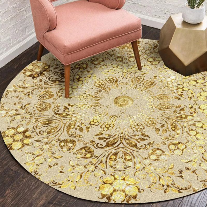 Ethnic Multi Color Floral Rug Synthetics Persian Carpet Anti-Slip Backing Pet Friendly Machine Washable Rug for Great Room