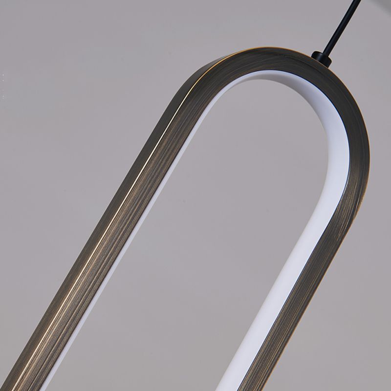 Linear Shape Metal Pendant Light Modern Style 1-Light Hanging Lamp