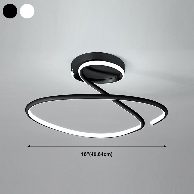 Minimalist Circular Ceiling Flush Mount Aluminum LED Bedroom Semi Flush Light