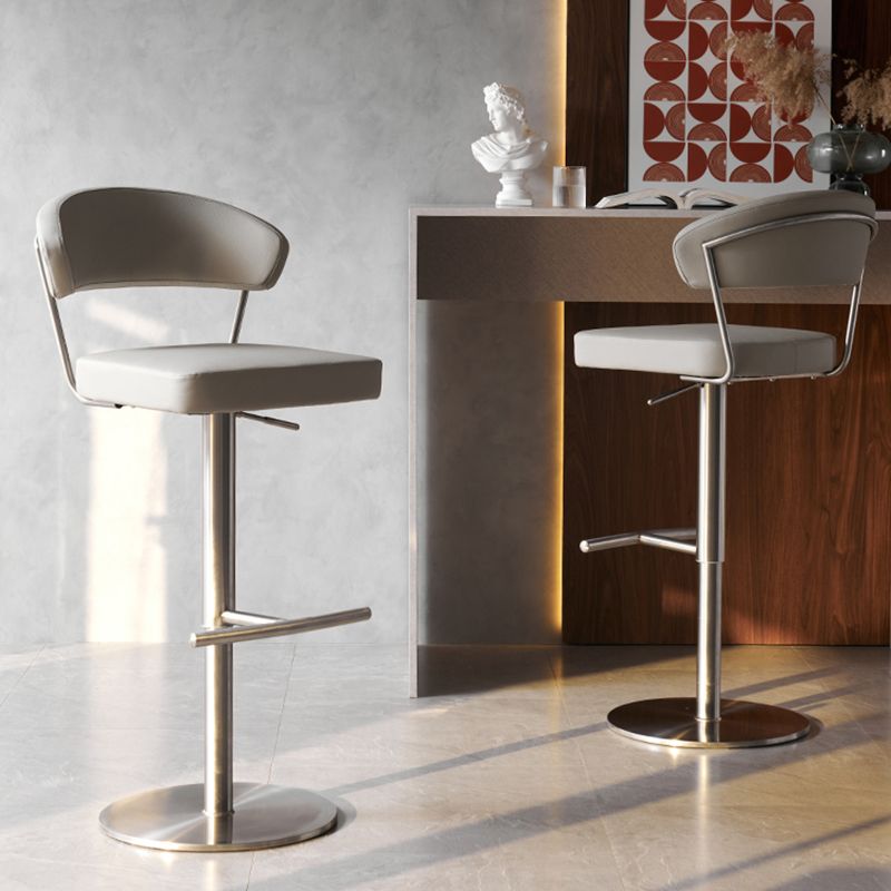 Modern Style Adjustable Backrest High Stool with Leather Cushion