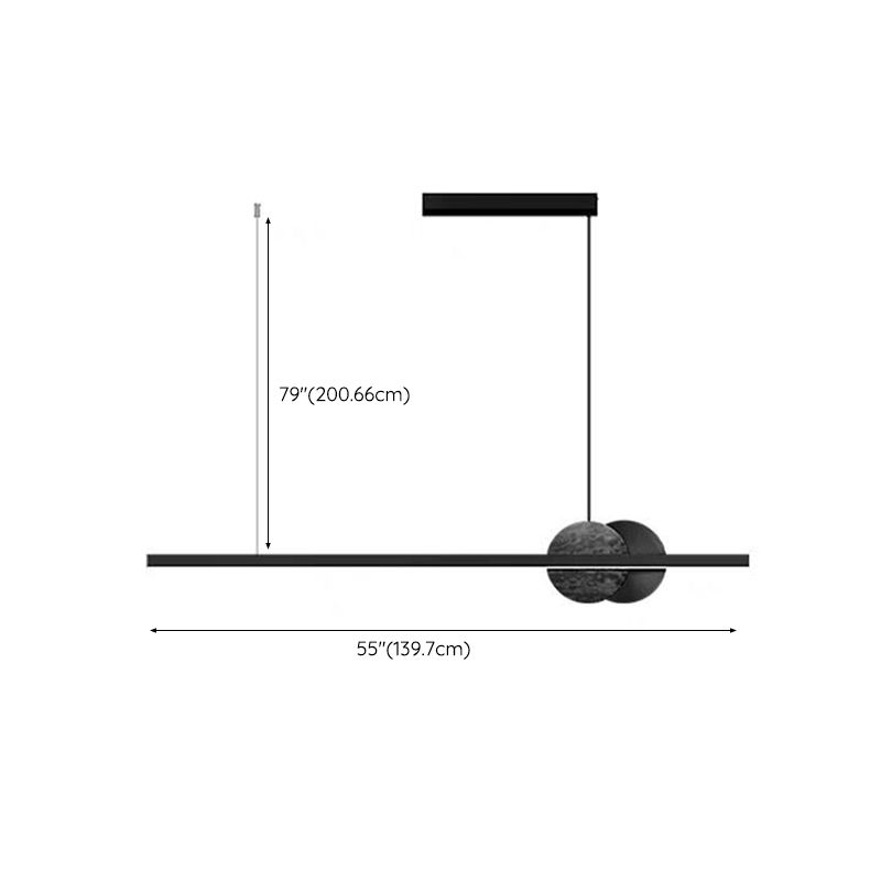 Linear Shape Hanging Island Lights Modern Chandelier Light Fixture in Black