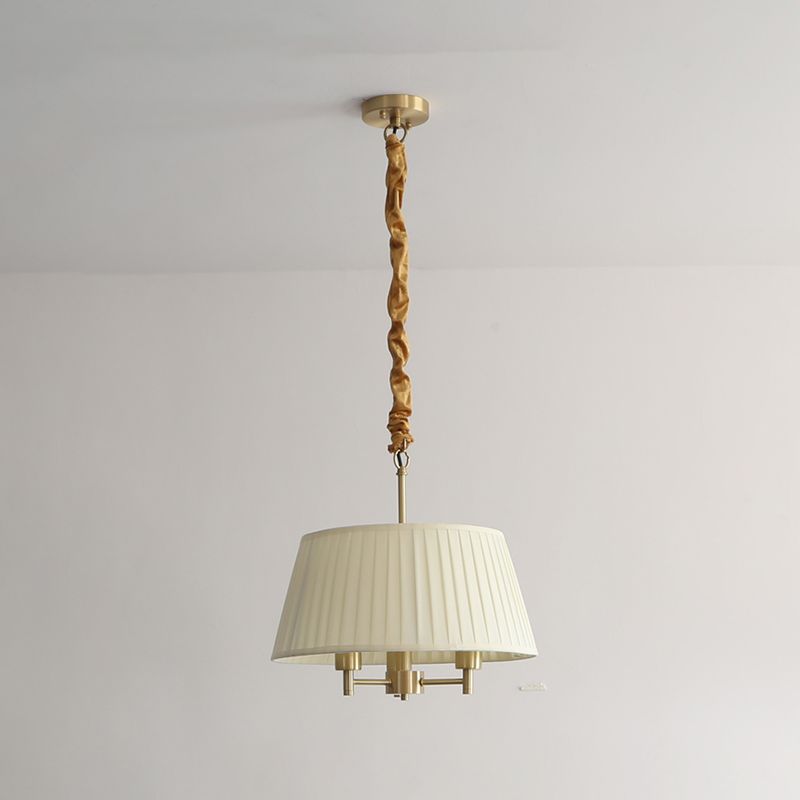 Classic Tapered Chandelier 3-Light Fabric Hanging Light Fixture for Dining Room