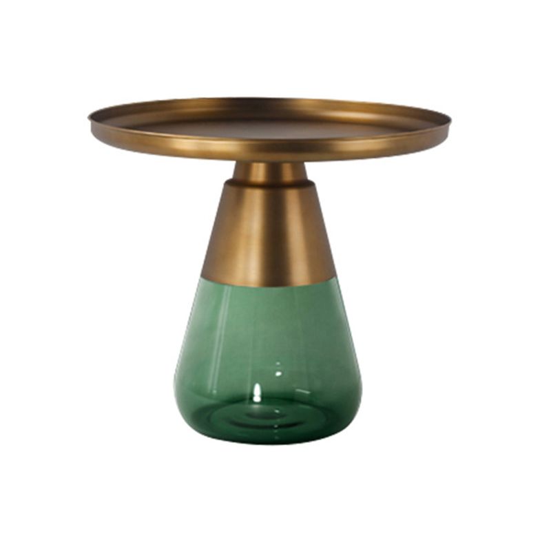 Mid-Century Modern Pedestal Glass Round Storage Single Coffee Table