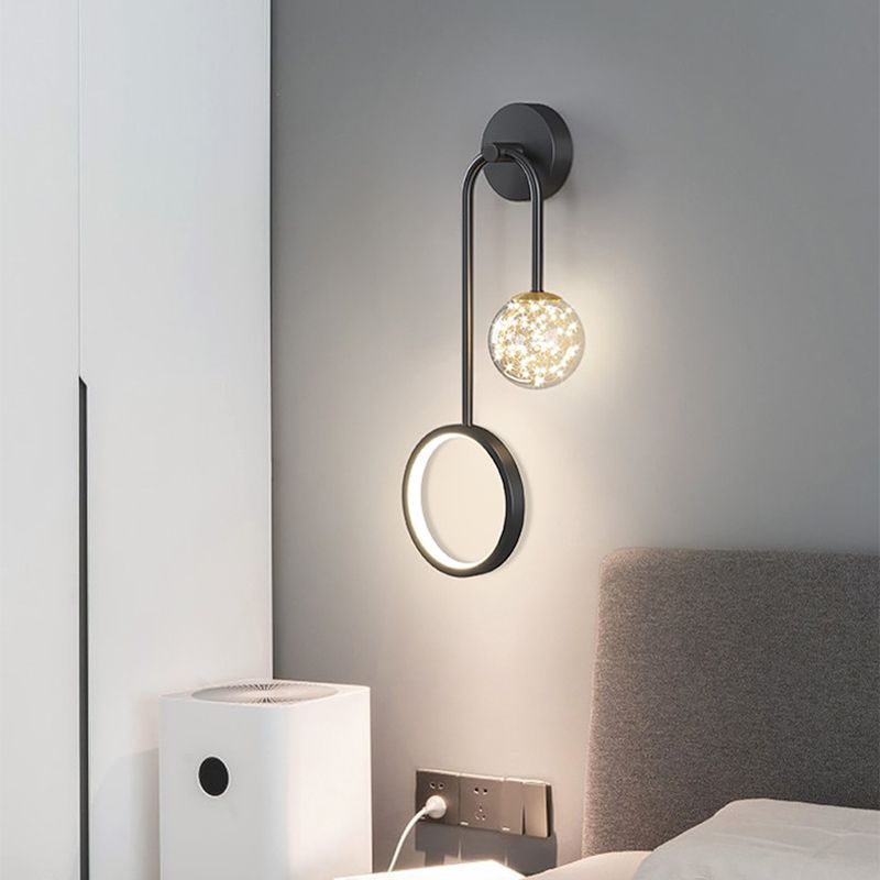 Modern Style Spherical Shape Wall Sconce Glass 2 Light Wall Lighting for Living Room