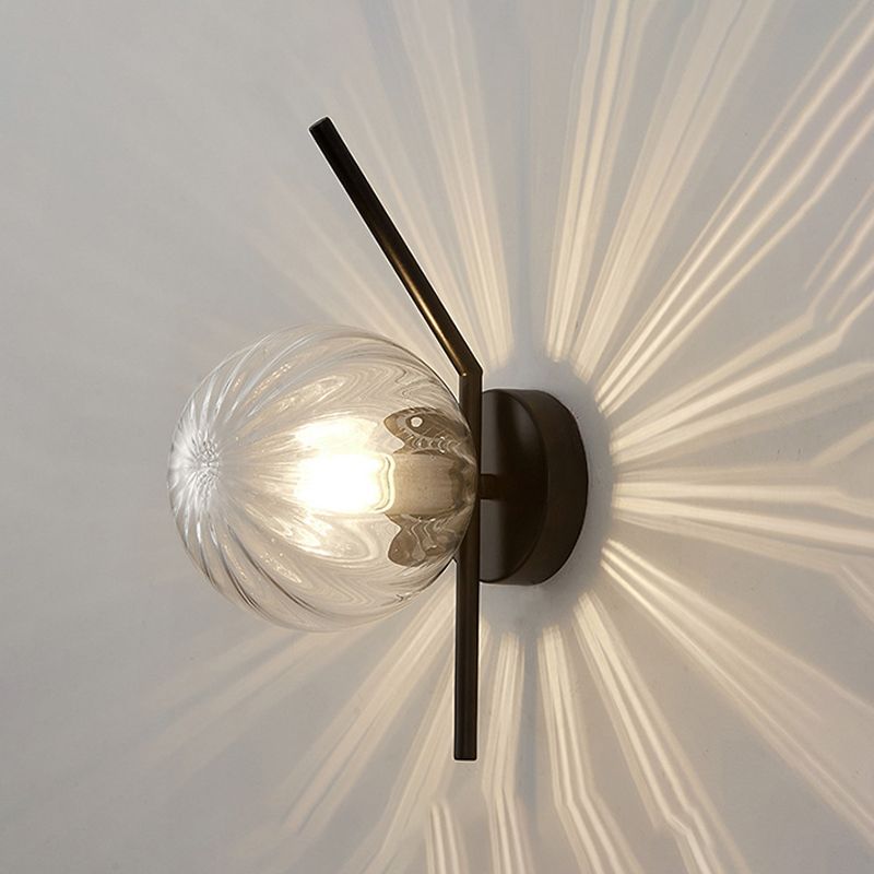 Simple 1-Light Wall Lighting Fixture Glass Spherical Wall Light for Hallway