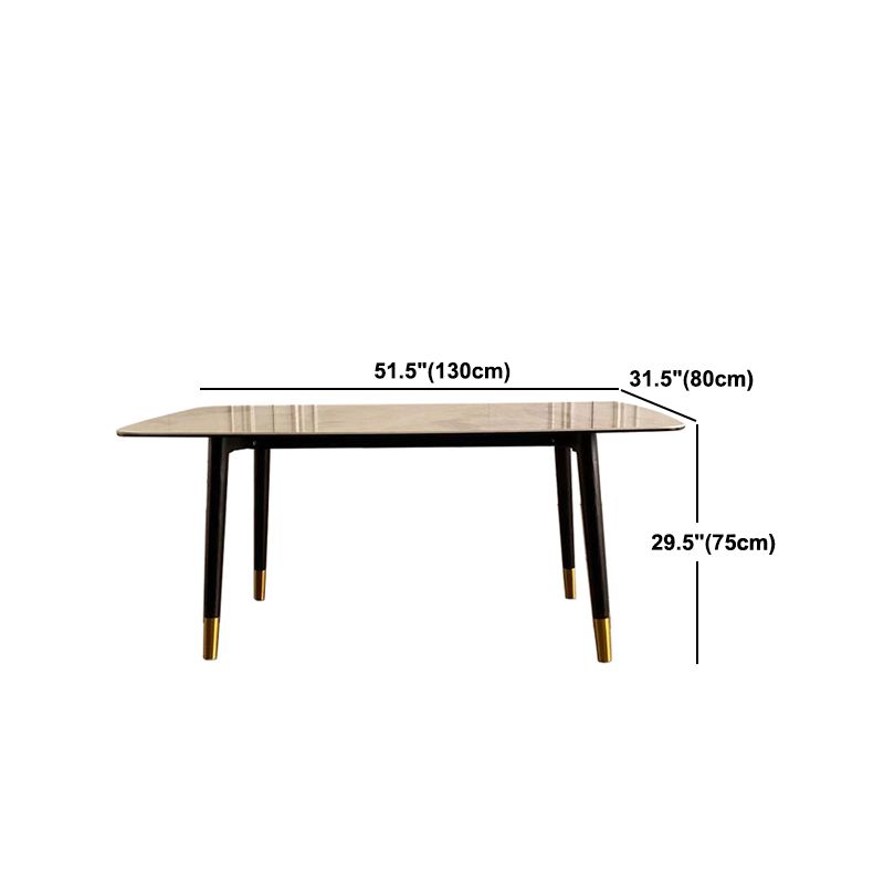 Rectangle Luxury Dining Table Grey Sintered Stone Top Table with 4 Legs