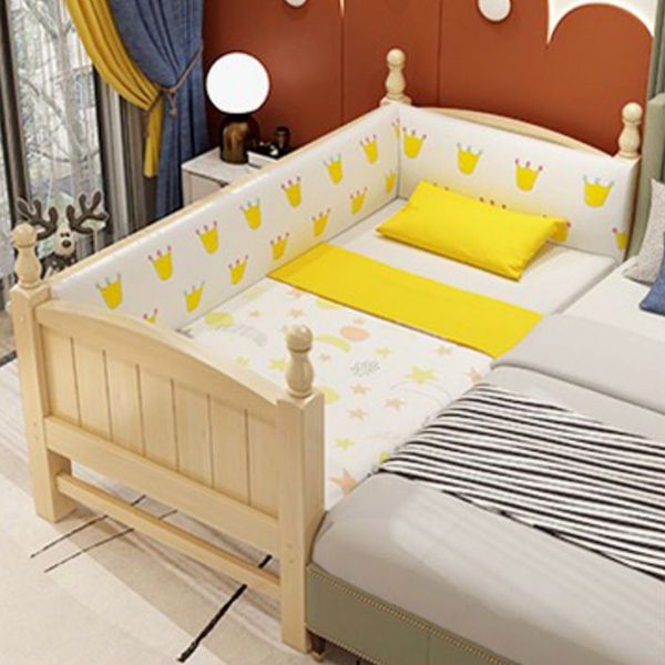 Contemporary Washed Natural Nursery Bed Solid Wood with Guardrail